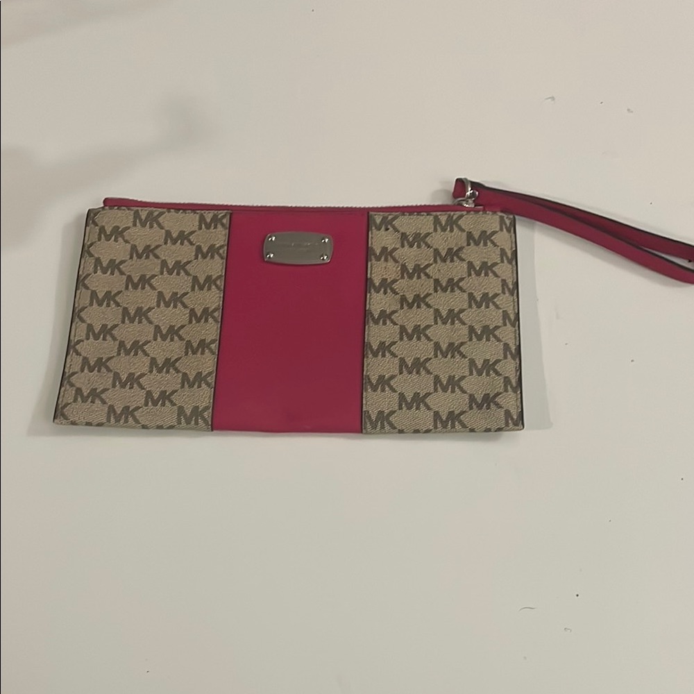 Michael Kors Red and Tan Wristlet